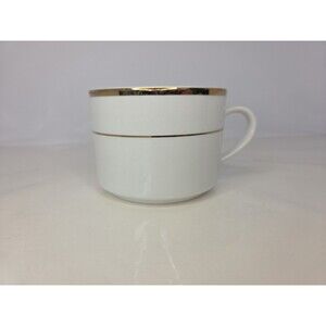 Golden Traditions by Signature porcelain white coffee cup with gold Trim Single